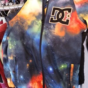 DC Youth Hooded Zip Up Space Galaxy Stars Snowboard Ski Snow Jacket Coat Size 12